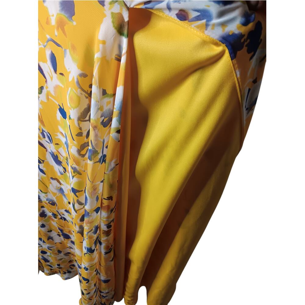 New with tags Mac Duggal 70206 Yellow Floral Maxi Dress Plunge V Size 0 - Picture 12 of 15